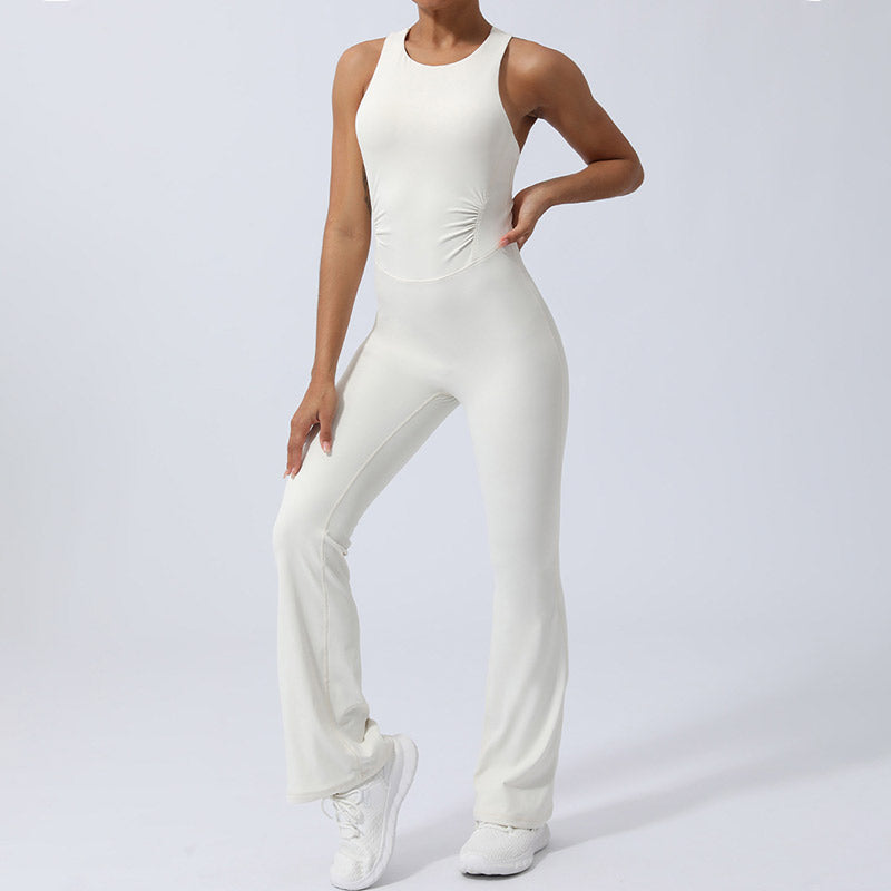 Buddha Stones Donna Allenamento Crisscross Senza Maniche Tuta Svasata Sport Fitness Yoga Bodysuit - image 12