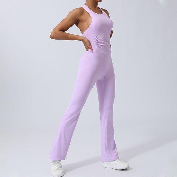 Buddha Stones Donna Allenamento Crisscross Senza Maniche Tuta Svasata Sport Fitness Yoga Bodysuit - image 15