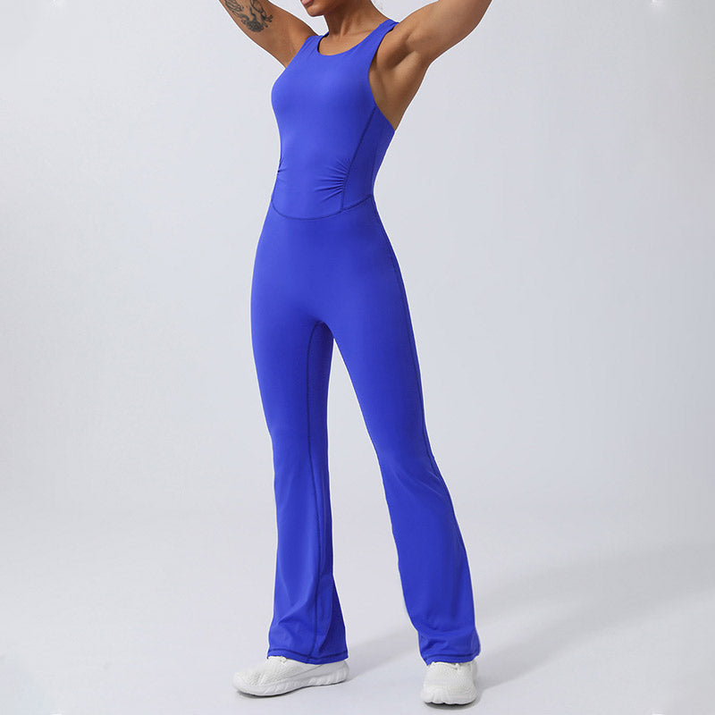 Buddha Stones Donna Allenamento Crisscross Senza Maniche Tuta Svasata Sport Fitness Yoga Bodysuit - image 18