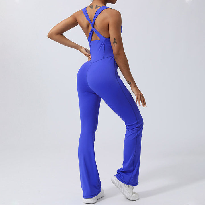 Buddha Stones Donna Allenamento Crisscross Senza Maniche Tuta Svasata Sport Fitness Yoga Bodysuit - image 17