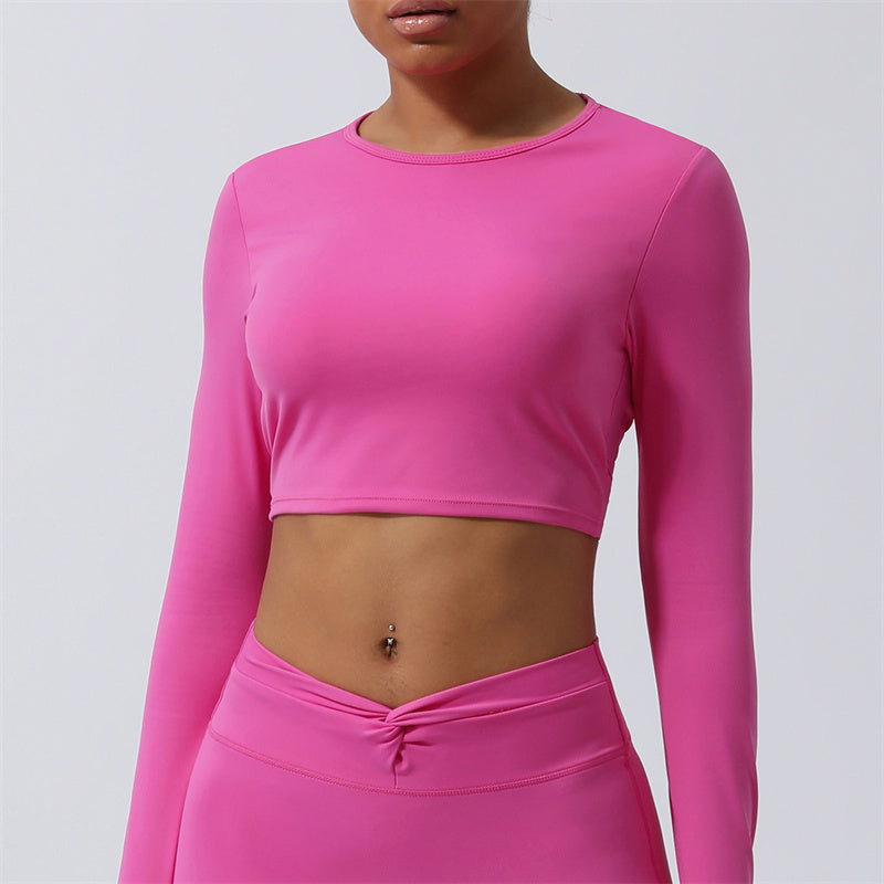 Buddha Stones Donna Allenamento Manica Lunga Crisscross Backless Top Tee Leggings Sport Fitness Yoga Outfit - Superiore - Rosa - US8-10, UK/AU12-14, EU40-42 (XL) - image 17