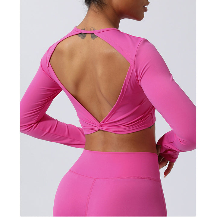Buddha Stones Donna Allenamento Manica Lunga Crisscross Backless Top Tee Leggings Sport Fitness Yoga Outfit - image 18