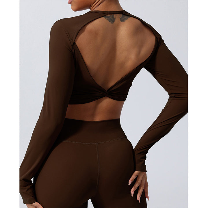 Buddha Stones Donna Allenamento Manica Lunga Crisscross Backless Top Tee Leggings Sport Fitness Yoga Outfit - image 24