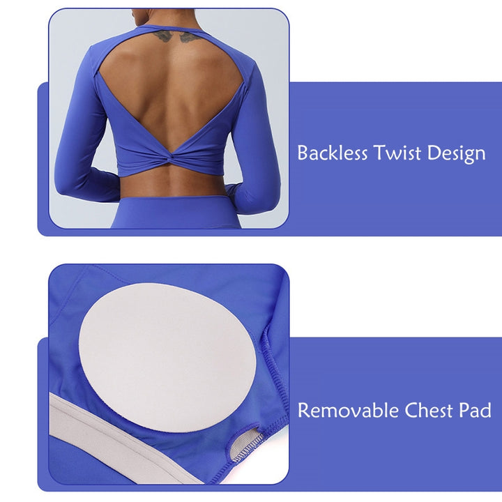 Buddha Stones Donna Allenamento Manica Lunga Crisscross Backless Top Tee Leggings Sport Fitness Yoga Outfit - image 9