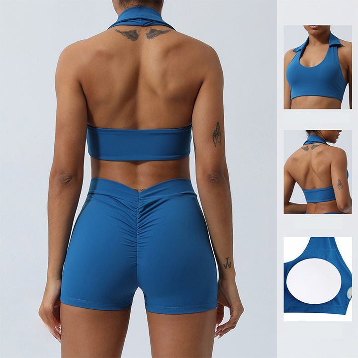 Buddha Stones 2 pezzi allenamento senza maniche top senza schienale pantaloncini pantaloni svasati sport fitness yoga outfit set - image 3