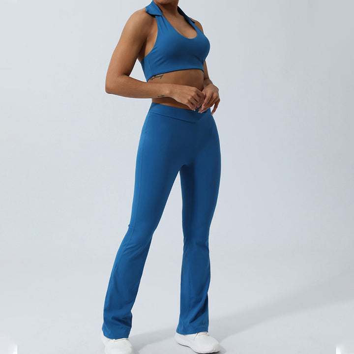 Buddha Stones 2 pezzi allenamento senza maniche top senza schienale pantaloncini pantaloni svasati sport fitness yoga outfit set - image 18