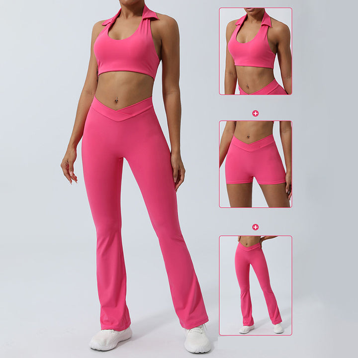 Buddha Stones 2 pezzi allenamento senza maniche top senza schienale pantaloncini pantaloni svasati sport fitness yoga outfit set - image 23
