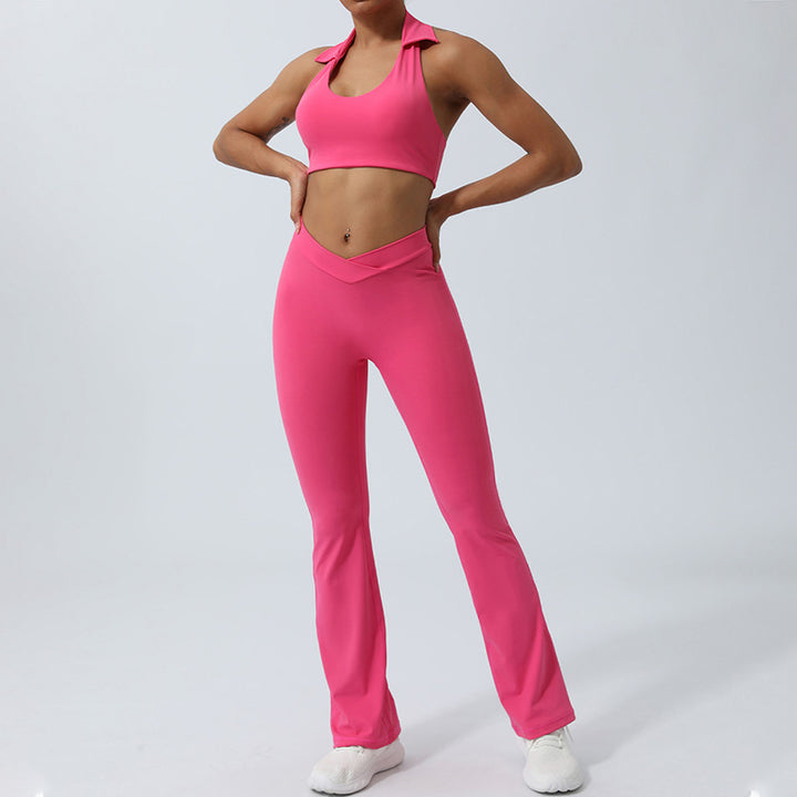 Buddha Stones 2 pezzi allenamento senza maniche top senza schienale pantaloncini pantaloni svasati sport fitness yoga outfit set - image 25