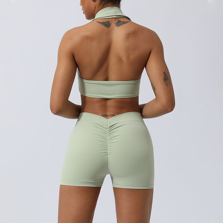 Buddha Stones 2 pezzi allenamento senza maniche top senza schienale pantaloncini pantaloni svasati sport fitness yoga outfit set - image 10