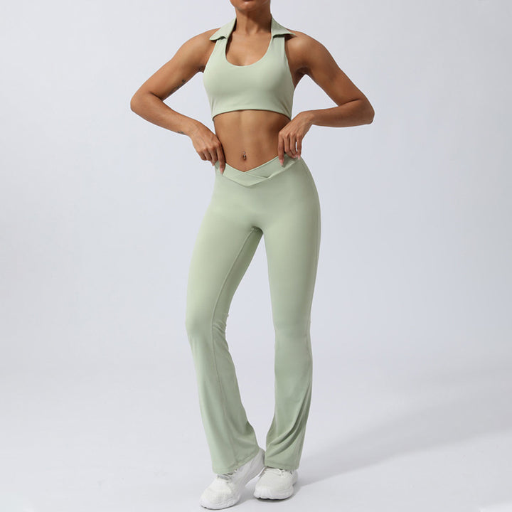 Buddha Stones 2 pezzi allenamento senza maniche top senza schienale pantaloncini pantaloni svasati sport fitness yoga outfit set - image 21