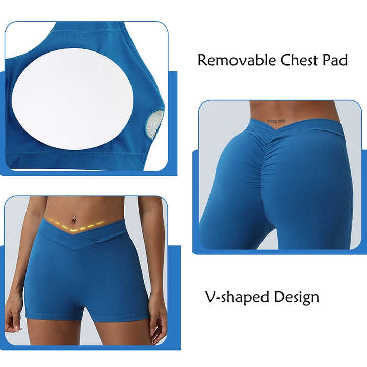 Buddha Stones 2 pezzi allenamento senza maniche top senza schienale pantaloncini pantaloni svasati sport fitness yoga outfit set - image 6