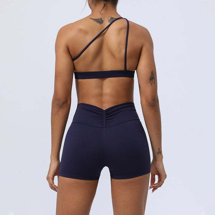 Buddha Stones 2 pezzi senza schienale design asimmetrico top reggiseno pantaloncini leggings pantaloni fitness yoga outfit set - image 26