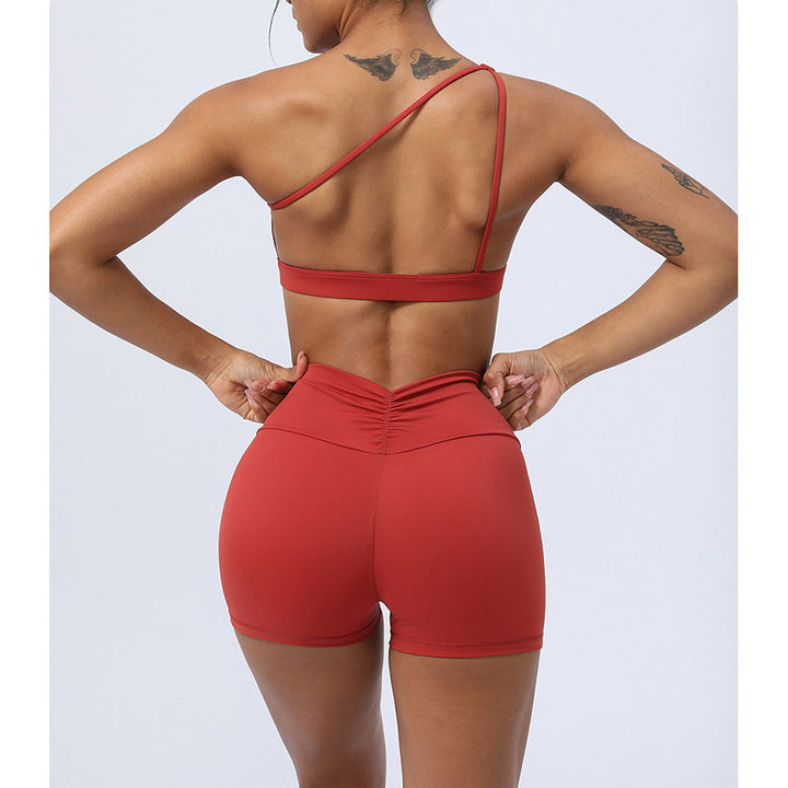 Buddha Stones 2 pezzi senza schienale design asimmetrico top reggiseno pantaloncini leggings pantaloni fitness yoga outfit set - image 10