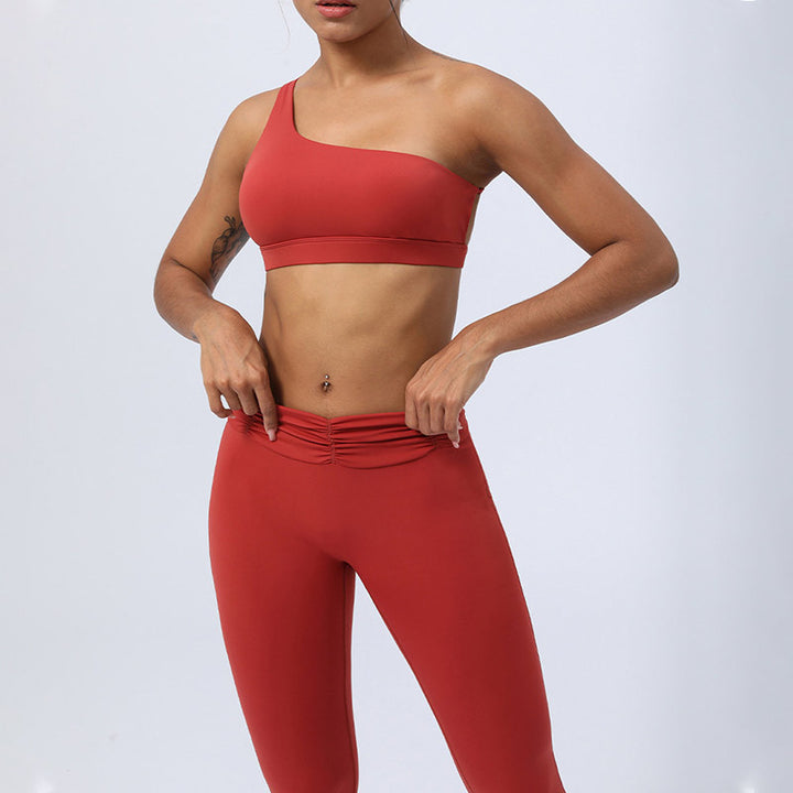 Buddha Stones 2 pezzi senza schienale design asimmetrico top reggiseno pantaloncini leggings pantaloni fitness yoga outfit set - image 13