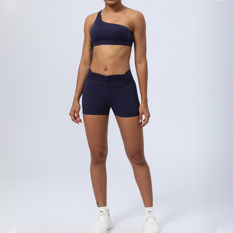 Buddha Stones 2 pezzi senza schienale design asimmetrico top reggiseno pantaloncini leggings pantaloni fitness yoga outfit set - image 27