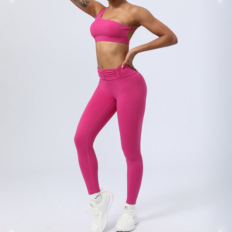 Buddha Stones 2 pezzi senza schienale design asimmetrico top reggiseno pantaloncini leggings pantaloni fitness yoga outfit set - image 24