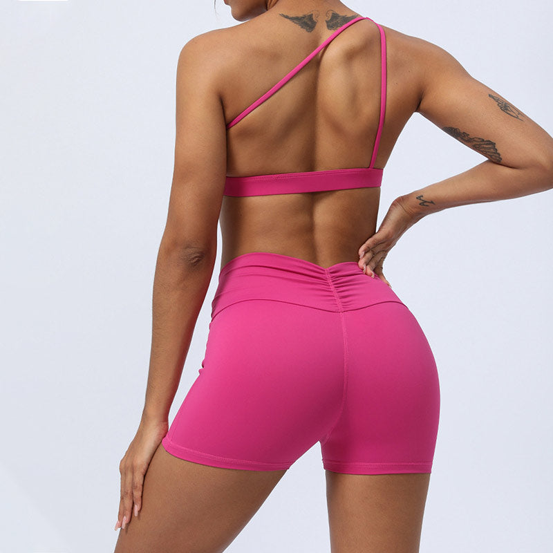 Buddha Stones 2 pezzi senza schienale design asimmetrico top reggiseno pantaloncini leggings pantaloni fitness yoga outfit set - image 19