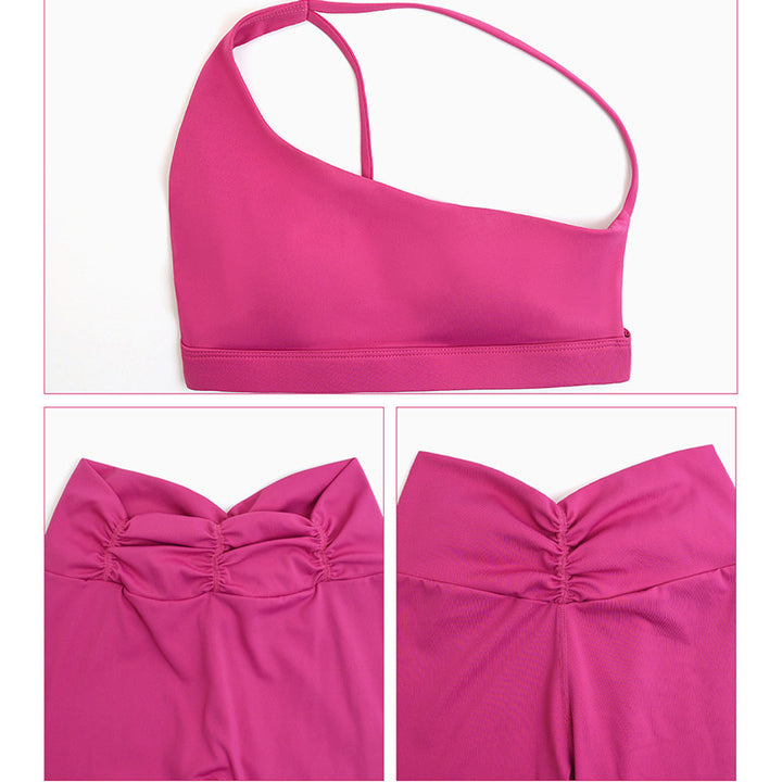 Buddha Stones 2 pezzi senza schienale design asimmetrico top reggiseno pantaloncini leggings pantaloni fitness yoga outfit set - image 20