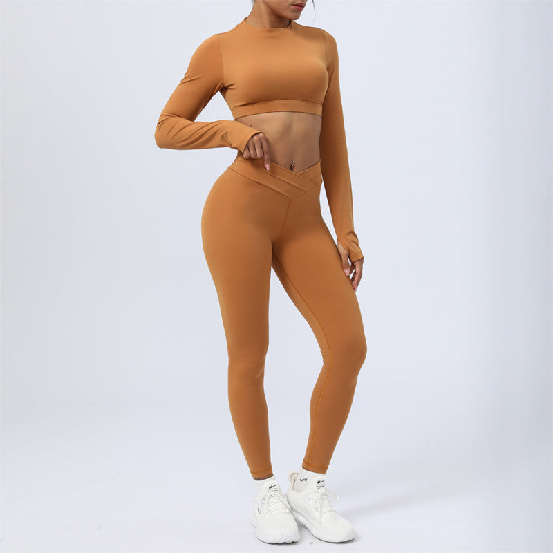 Buddha Stones 2 pezzi manica lunga senza schienale top reggiseno leggings pantaloni fitness yoga outfit set