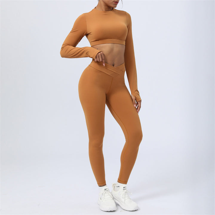 Buddha Stones 2 pezzi manica lunga senza schienale top reggiseno leggings pantaloni fitness yoga outfit set