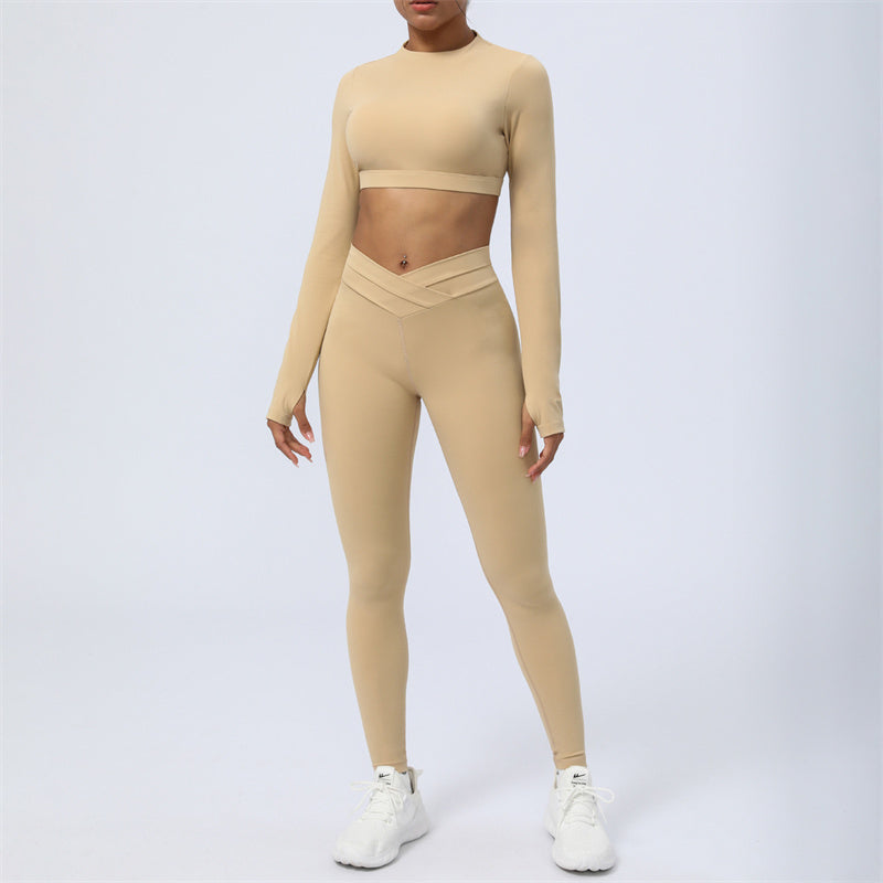 Buddha Stones 2 pezzi manica lunga senza schienale top reggiseno leggings pantaloni fitness yoga outfit set