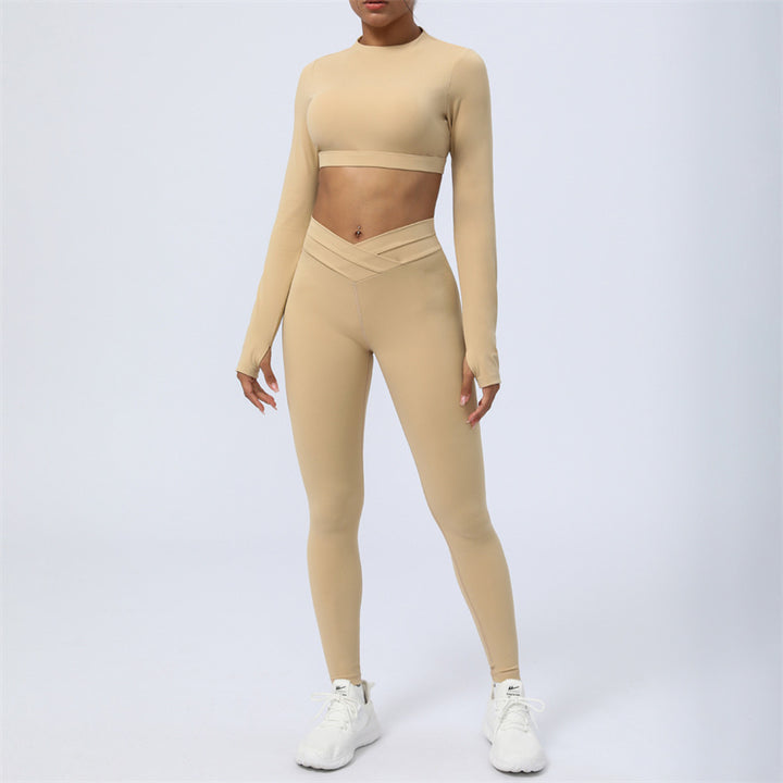 Buddha Stones 2 pezzi manica lunga senza schienale top reggiseno leggings pantaloni fitness yoga outfit set