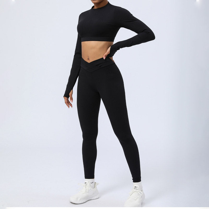 Buddha Stones 2 pezzi manica lunga senza schienale top reggiseno leggings pantaloni fitness yoga outfit set - image 23