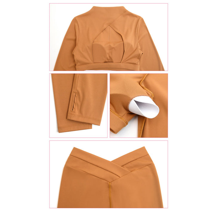 Buddha Stones 2 pezzi manica lunga senza schienale top reggiseno leggings pantaloni fitness yoga outfit set - image 9