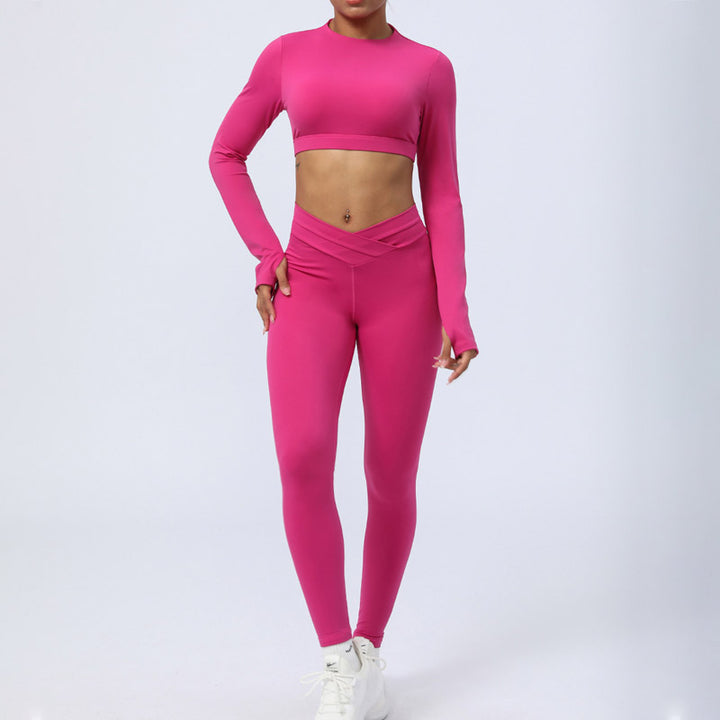 Buddha Stones 2 pezzi manica lunga senza schienale top reggiseno leggings pantaloni fitness yoga outfit set - image 18