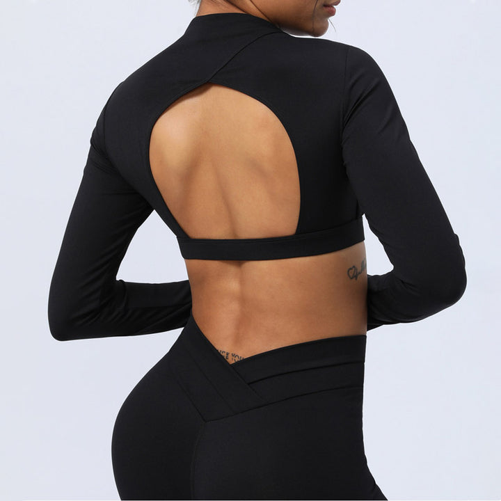 Buddha Stones 2 pezzi manica lunga senza schienale top reggiseno leggings pantaloni fitness yoga outfit set