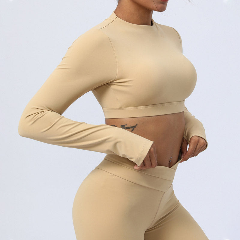 Buddha Stones 2 pezzi manica lunga senza schienale top reggiseno leggings pantaloni fitness yoga outfit set - image 14