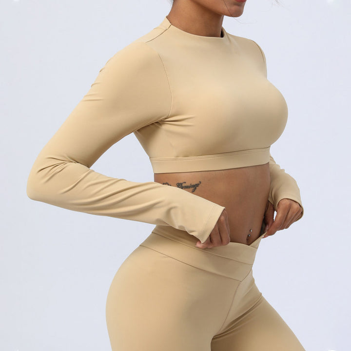 Buddha Stones 2 pezzi manica lunga senza schienale top reggiseno leggings pantaloni fitness yoga outfit set - image 14