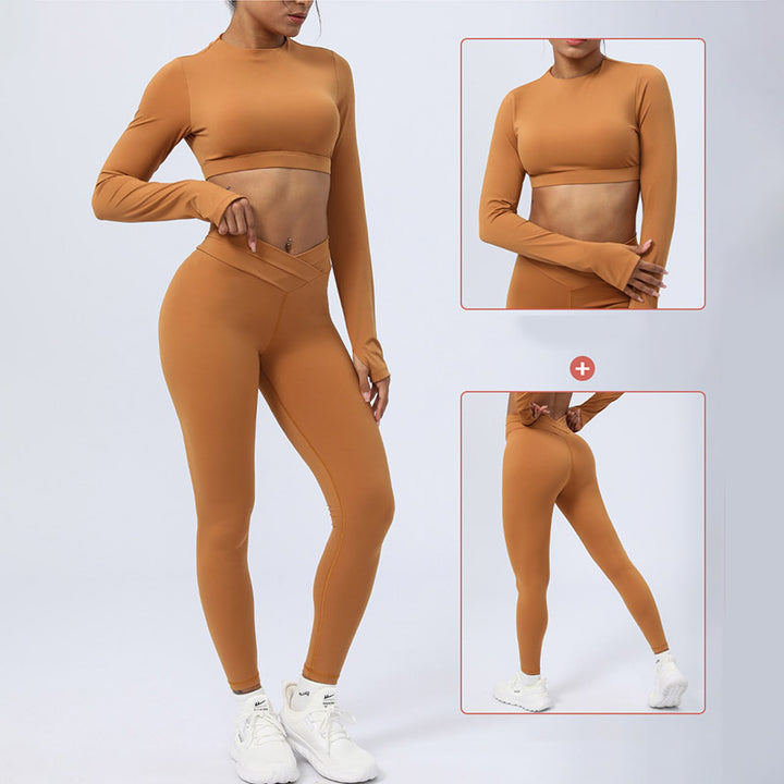 Buddha Stones 2 pezzi manica lunga senza schienale top reggiseno leggings pantaloni fitness yoga outfit set