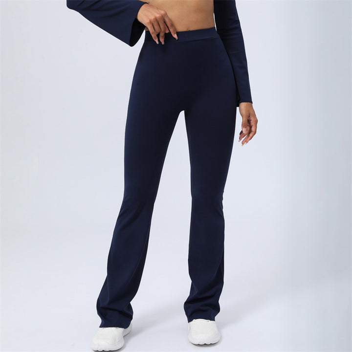 Buddha Stones Top senza spalline a maniche lunghe con reggiseno e pantaloni svasati, completo fitness e yoga - Blu scuro - Pantaloni - US8-10, UK/AU12-14, EU40-42 (XL)  - image 28