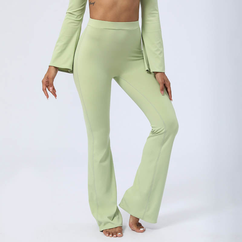 Buddha Stones Top senza spalline a maniche lunghe con reggiseno e pantaloni svasati, completo fitness e yoga - image 1