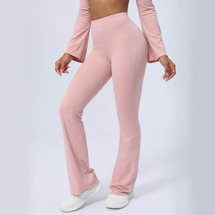 Buddha Stones Top senza spalline a maniche lunghe con reggiseno e pantaloni svasati, completo fitness e yoga - image 35