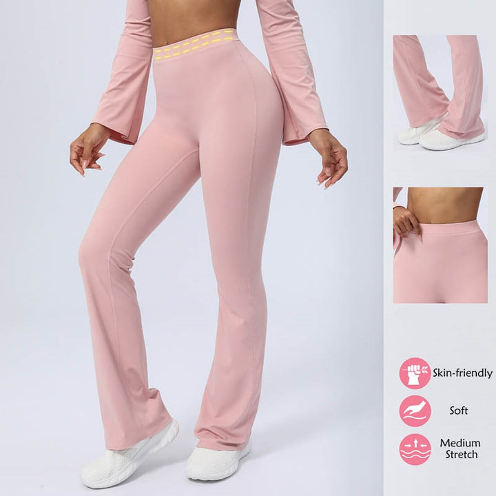 Buddha Stones Top senza spalline a maniche lunghe con reggiseno e pantaloni svasati, completo fitness e yoga - image 37