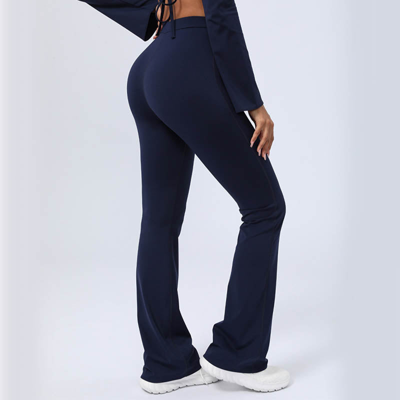 Buddha Stones Top senza spalline a maniche lunghe con reggiseno e pantaloni svasati, completo fitness e yoga - image 30
