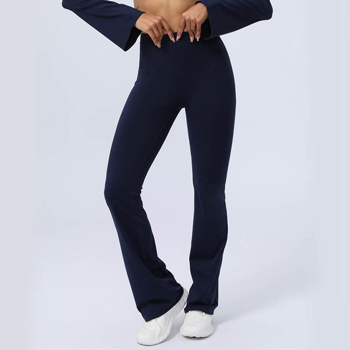 Buddha Stones Top senza spalline a maniche lunghe con reggiseno e pantaloni svasati, completo fitness e yoga - image 29