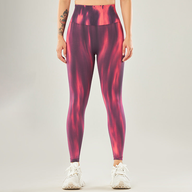 Pantaloni sportivi con stampa tie-dye senza cuciture Buddha Stones , leggings a vita alta, pantaloni da yoga da donna