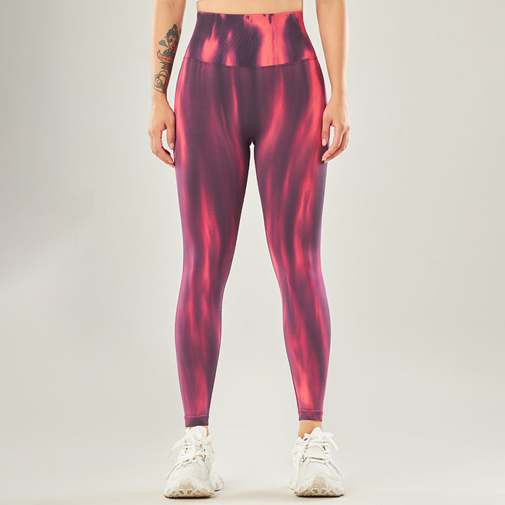 Pantaloni sportivi con stampa tie-dye senza cuciture Buddha Stones , leggings a vita alta, pantaloni da yoga da donna