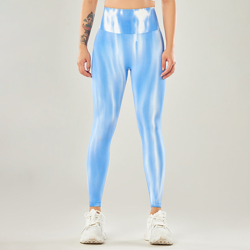 Pantaloni sportivi con stampa tie-dye senza cuciture Buddha Stones , leggings a vita alta, pantaloni da yoga da donna