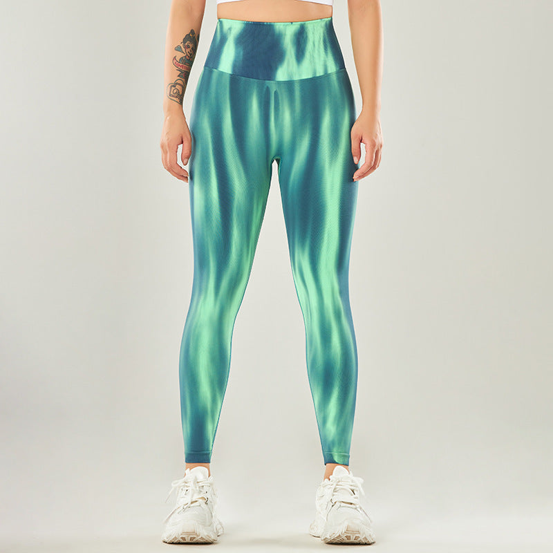 Pantaloni sportivi con stampa tie-dye senza cuciture Buddha Stones , leggings a vita alta, pantaloni da yoga da donna
