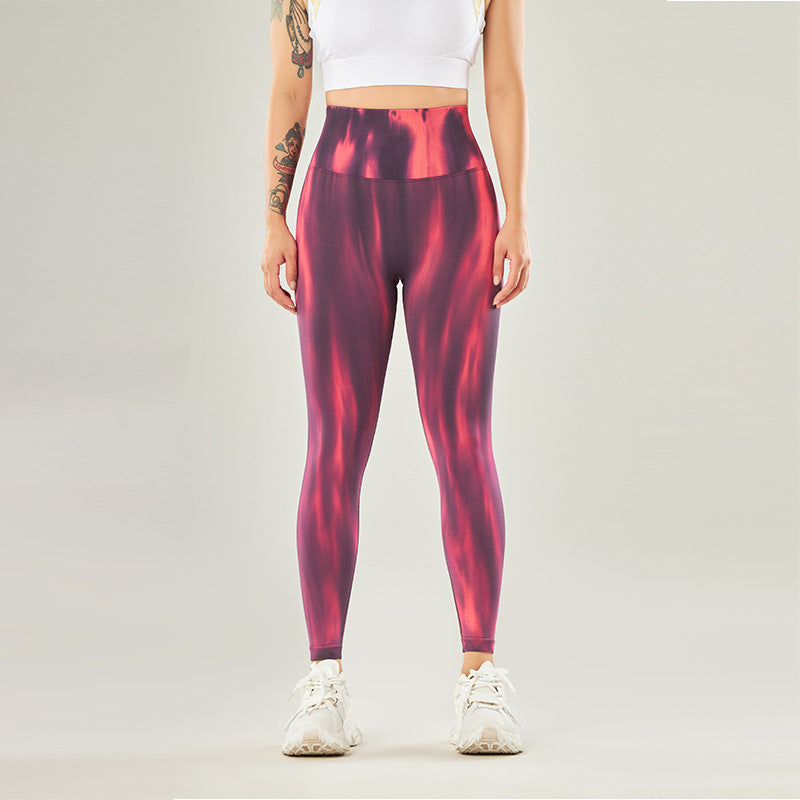 Pantaloni sportivi con stampa tie-dye senza cuciture Buddha Stones , leggings a vita alta, pantaloni da yoga da donna
