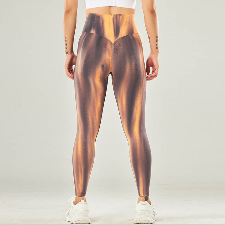 Pantaloni sportivi con stampa tie-dye senza cuciture Buddha Stones , leggings a vita alta, pantaloni da yoga da donna