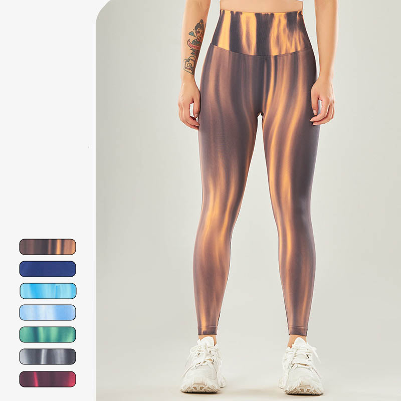 Pantaloni sportivi con stampa tie-dye senza cuciture Buddha Stones , leggings a vita alta, pantaloni da yoga da donna
