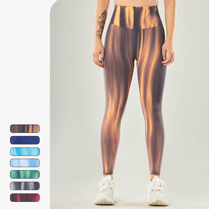 Pantaloni sportivi con stampa tie-dye senza cuciture Buddha Stones , leggings a vita alta, pantaloni da yoga da donna