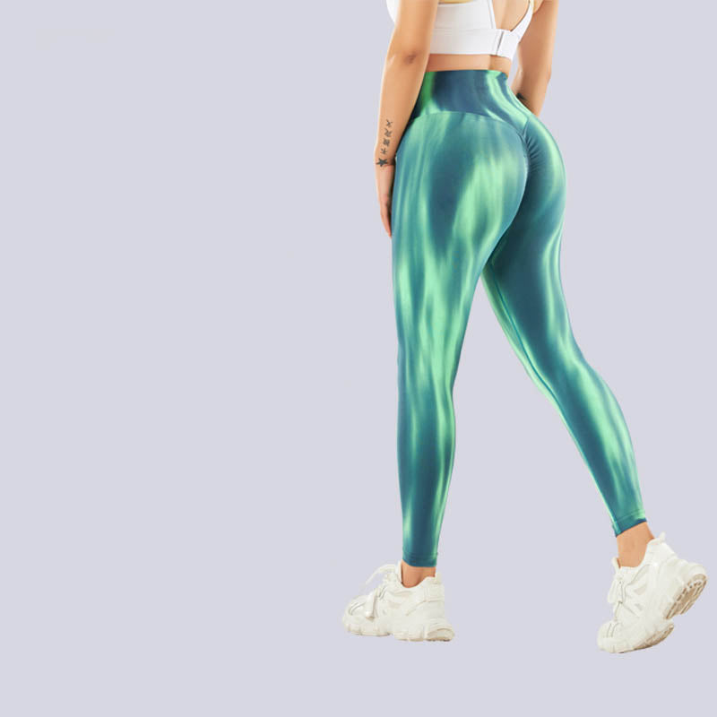 Pantaloni sportivi con stampa tie-dye senza cuciture Buddha Stones , leggings a vita alta, pantaloni da yoga da donna