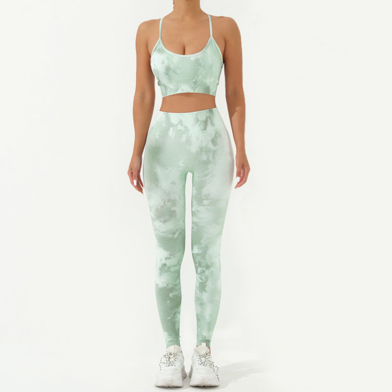 Buddha Stones 2 pezzi Camo Print senza schienale Criss-Cross Strap Top Reggiseno Pantaloncini Leggings Pantaloni Fitness Yoga Outfit Set - Verde - 2 pezzi (top e pantaloni) - US8-10, UK/AU12-14, EU40-42 (L) - image 21