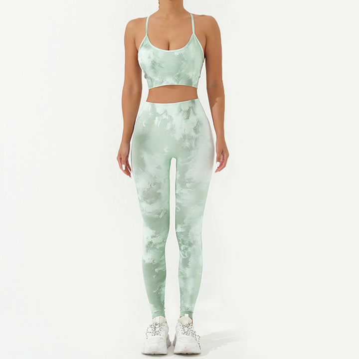 Buddha Stones 2 pezzi Camo Print senza schienale Criss-Cross Strap Top Reggiseno Pantaloncini Leggings Pantaloni Fitness Yoga Outfit Set - Verde - 2 pezzi (top e pantaloni) - US8-10, UK/AU12-14, EU40-42 (L) - image 21